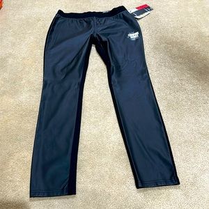 Faux leather.  Never worn. Black.